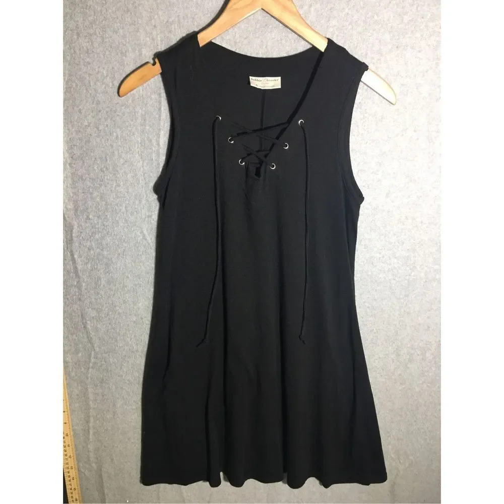 Womens Bobbie Brooks Dress CrissCross Detail Sleeveless Little Black Dress LBD